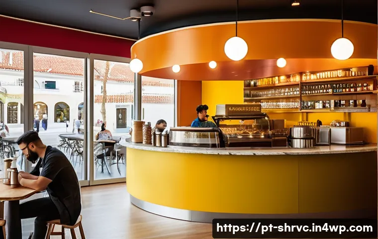 서비스 디자인 사고의 경영 전략적 활용 - **Prompt:** A vibrant, sun-drenched cafe interior in Lisbon, Portugal, with diverse customers happil...