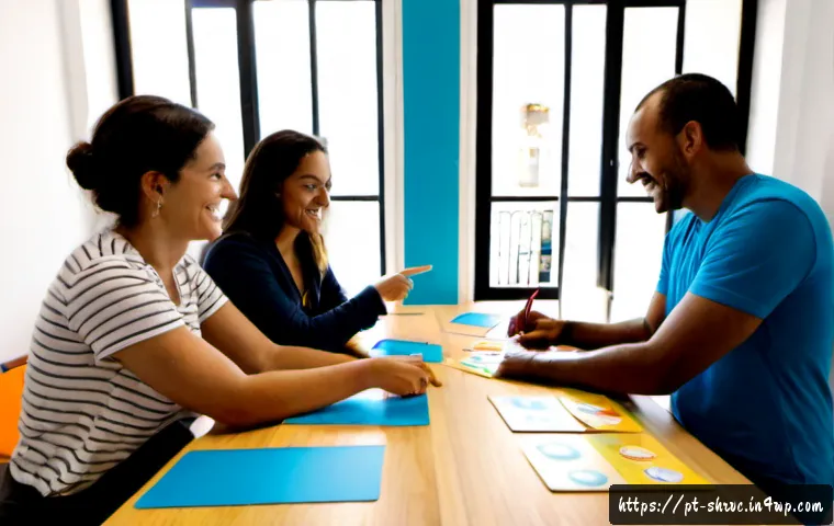 서비스 디자인 사고를 통한 팀워크 향상 - Photorealistic service design workshop in a bright Lisbon coworking studio, a diverse Portuguese tea...